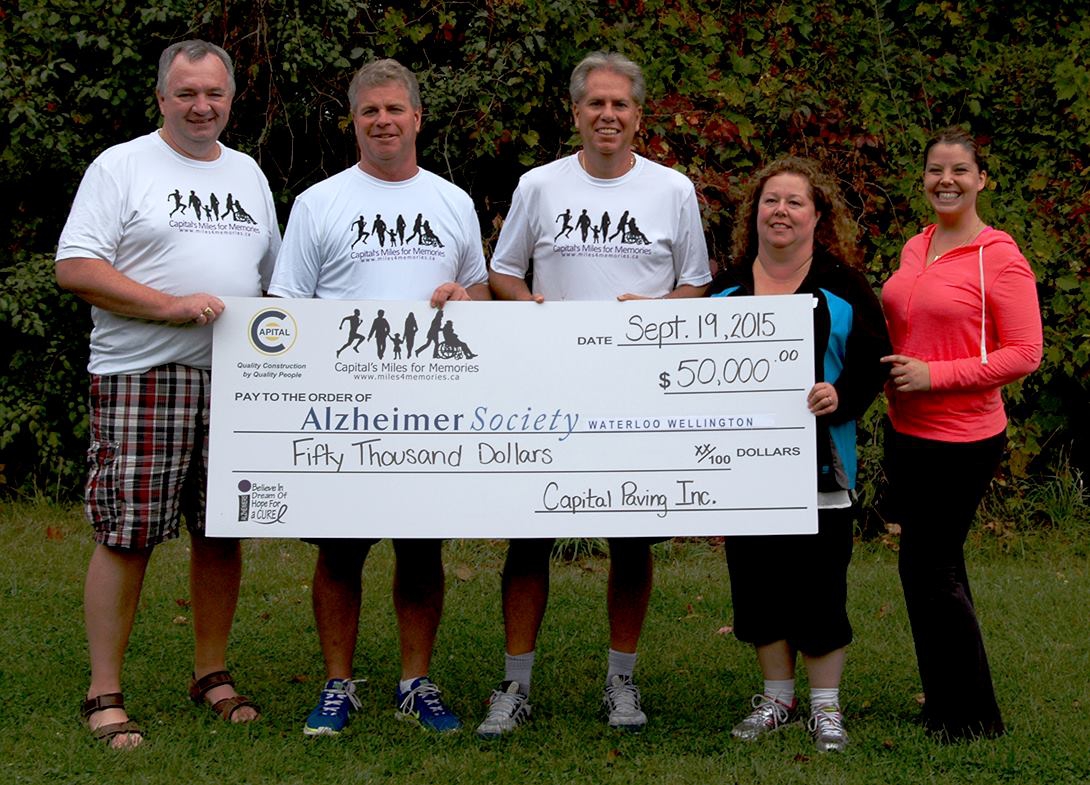 Capital Paving hosts Miles for Memories Walk with proceeds going to the Alzheimers Society.