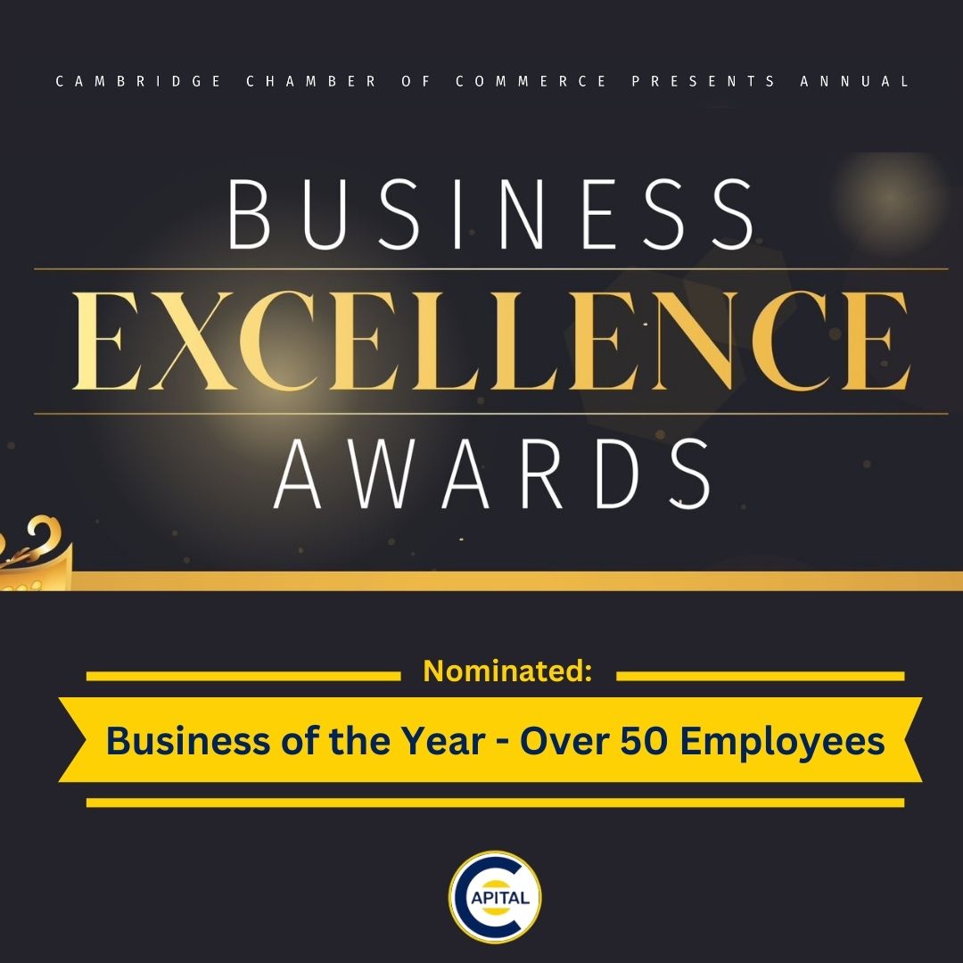 Capital Paving was nominated for 2022 Employer of the Year - Over 50 Employees by the Cambridge Chamber of Commerce.